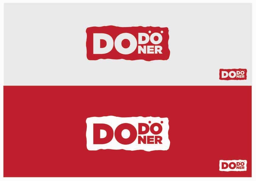 Dodoner logo versions in red on white and white on red