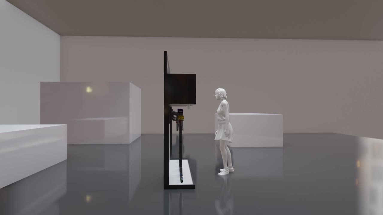 The Dyson stand in a room with a human figure beside it for scale