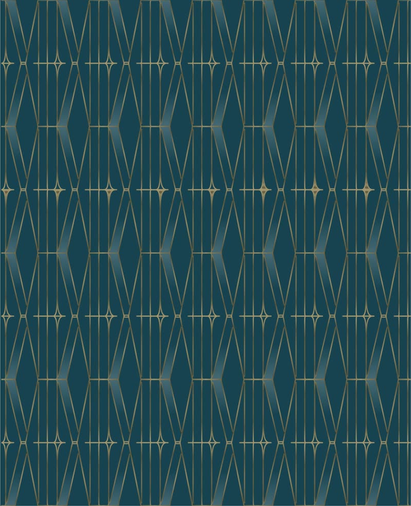 The Mediteria pattern in gold on deep teal