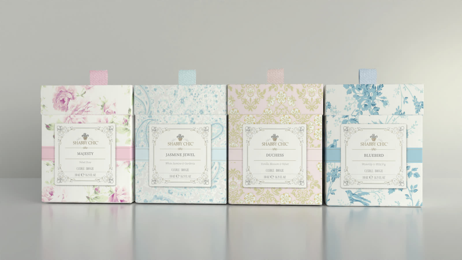 The four gift boxes seen from the front